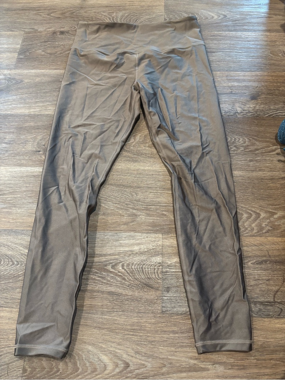 Athleta Elation Sheen Leggings Brown Shiny 7/8 High Rise Womens Large